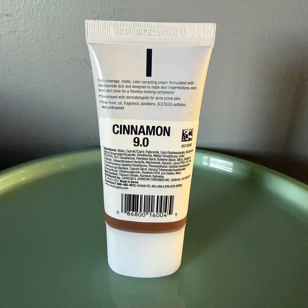 Neutrogena Matte CC Cream Cinnamon 9.0 1 oz Niacinamide Full Coverage Acne Prone